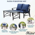 thumbnail image 5 of 2 Pieces Patio Loveseat Metal Frame with Coffee Table Outdoor Bistro Furniture Set, Blue, 5 of 7