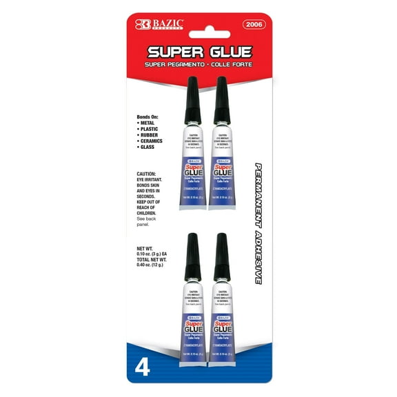 BAZIC 0.10 oz (3g) Super Glue (4/Pack) [2006]