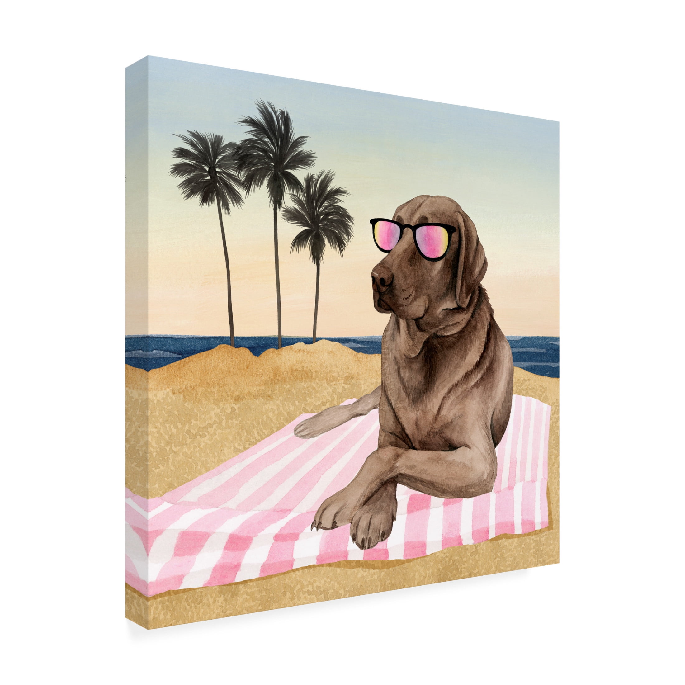 Canvas Wall Art - Grace Popp 'Sun Lovin' Pups I' Wall Art for Living Room, Bedroom, or Office Décor by Trademark Fine Art - 24 x 24 Inches
