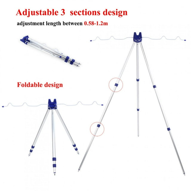 Ccdes 5 Poteau Support, Support de Canne à Pêche en Métal, Alliage d'Aluminium Réglable Télescopique Support de Canne à Pêche Support Trépied Support 5 Pôle 1.2m