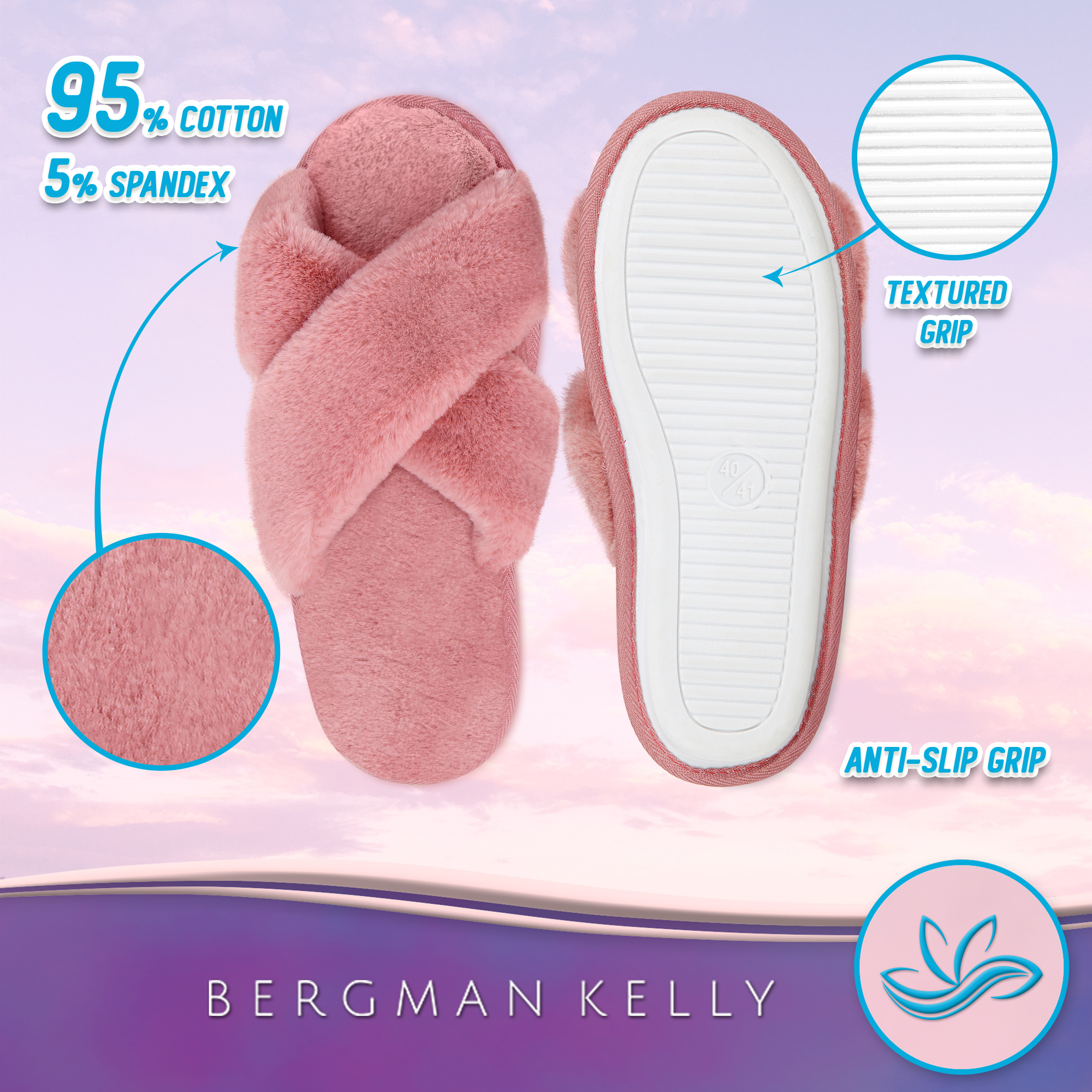 Bergman Kelly Open Toe Slippers for Women (Clouds Collection - Scuff Style), US Company - image 3 of 9