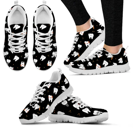 

Cute Cartoon Dentist Tooth Cartoon Pattern Femme Flat Shoes Breathable Air Casual Sneaker for Women Non-Slip Zapatos