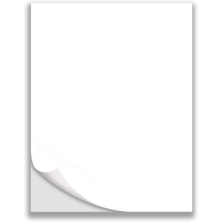 Sticker Paper, 100 Sheets, White Matte, 8.5 x 11 Full Sheet Label, Inkjet or Laser Printer, Online Labels