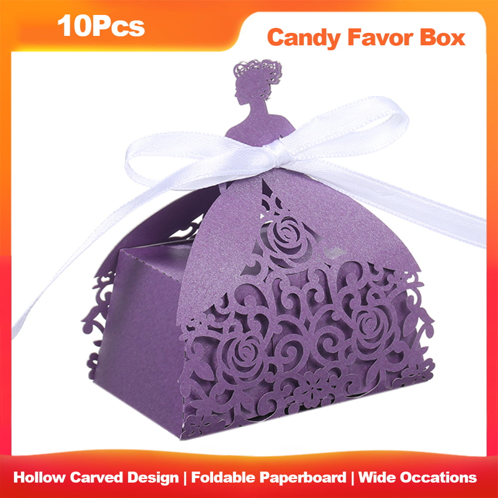 10pcs Wedding Sweet Hollow Cake Candy Boxes Gift Box Birthday Party Favour Set 