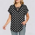 thumbnail image 6 of YUGYXL Polka Dot Print Summer Tops for Women Short Sleeve Crisscross V Neck T Shirts for Women Trendy Black Top L, 6 of 9