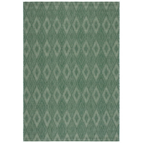 SAFAVIEH Courtyard Carl Geometric Indoor/Outdoor Area Rug, Dark Green/Beige, 5'3" x 7'7"