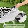 thumbnail image 5 of Black White Tie Dye Mandala Pattern Round Fitted Tablecloth with Elastic Edge,Dining Table Cover Waterproof,Outdoor Round Tablecloth for Camping,Dining,Indoor and Outdoor, 5 of 7