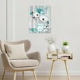 thumbnail image 3 of Farmhouse Teal Floral Canvas Wall Art Blue and White Daisy Flower and Butterfly on Retro Wood Pictures Wall Decor Nature Plant Framed Wall Art for Bathroom Living Room Bedroom,16L X 12W inches, 3 of 6