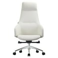 thumbnail image 2 of LeisureMod Celeste Mid-Century Modern High-Back Office Chair in Upholstered Faux Leather and Iron Frame with Swivel and Tilt (White), 2 of 4