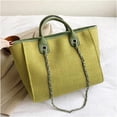thumbnail image 2 of LinYooLi Women Canvas Handbag Large Capacity Chain Tote Bag PU Handle Shoulder Bag, 2 of 6