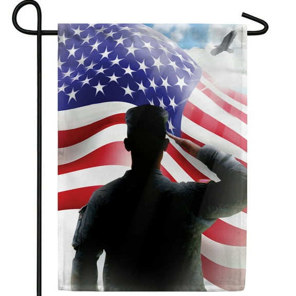 America Forever Veterans Salute Garden Flag 12.5 x 18 inch Double Sided Military Honor Respect American Flag Eagle Patriotic Outdoor Yard Decor