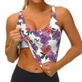 thumbnail image 4 of Haiem Peonies Pattern Womens Sports Bra - U Neck Padded Low Impact Yoga Bra Workout Crop Top Gym Moisture-Wicking Workout Vest -Small, 4 of 9