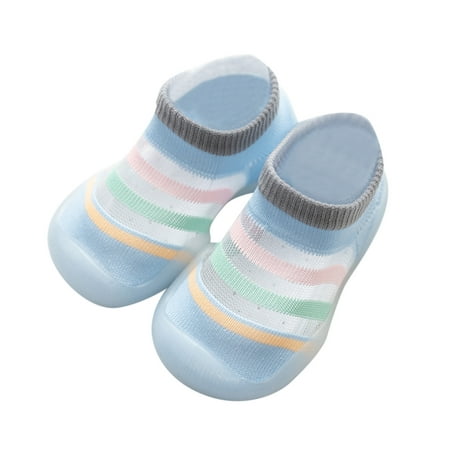 

TAIAOJING Boys Girls Striped Prints Socks Shoes Toddler Breathable Mesh The Floor Socks Non Slip Prewalker Shoes For 6-12 Months