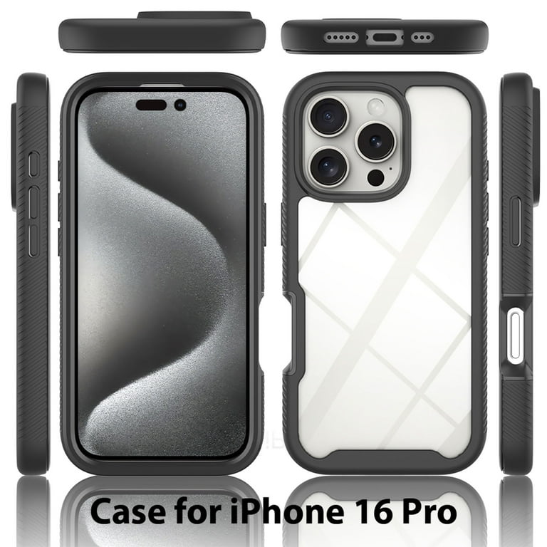 Back Case for iPhone 16 Pro, Luxury TPU Front Frame PC Clear