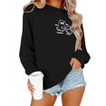thumbnail image 3 of Halloween Sweatshirt for Women Cozy Autumn Sweatshirt Relaxed Fit Hoodless Pullover for Women Comfort Stylish Casual Wear Season Versatile Layer Black XL, 3 of 5