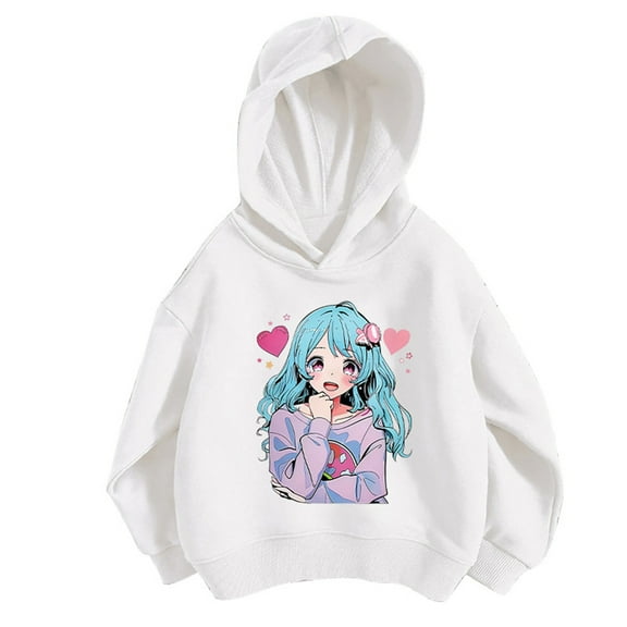 Hifoo Kids Girls Sweatshirt Casual Print Personality Hoodie Pullover Hooded Child Top Trendy Toddler Dailywear