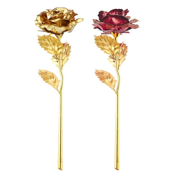 Fleur Artificielle Romantique à Longue Tige Plaquée Or 24K Rose Maison Fleur Romantique Cadeau de la Saint-Valentin pour Amoureux Ornements de Maison
