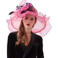 thumbnail image 1 of Women's Kentucky Derby Church Dress Hat Wide Brim Leaf Flower Bridal Shower Hat, 1 of 5