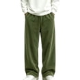 thumbnail image 2 of HAOTAGS Boys Stright Leg Pants (5-15) Wide-leg Casual Sportswear Elastic Waist Corduroy Trousers Army Green Size 7, 2 of 10