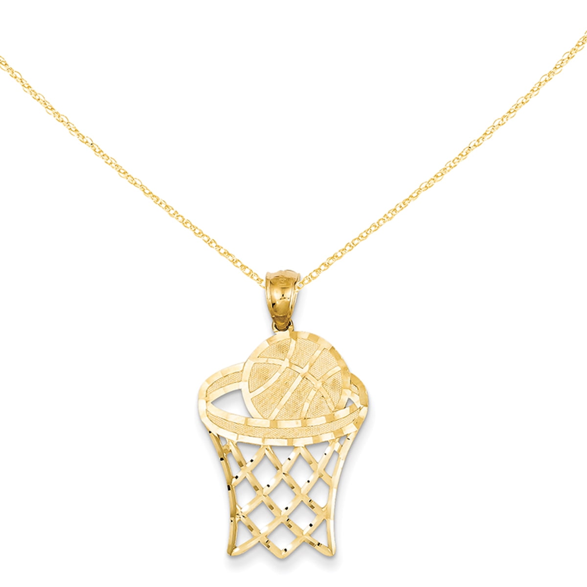 Jewels By Lux 10K Rose and Yellow Two Tone Gold Basketball Hoop with Ball Pendant