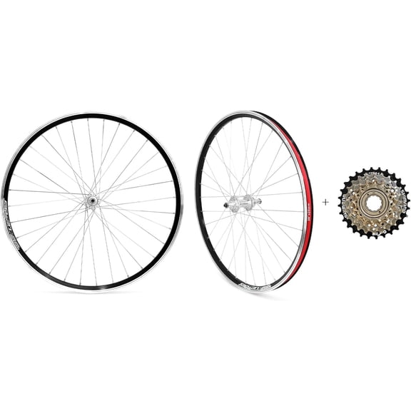 Exceedhub 26" Mountain Bike Wheelset, Quick Release MTB Bicycle Double Wall Rims MTB Wheel Set, Ultralight Aluminum Alloy 32H Bike Wheels Compatible MF-TZ500-6/7 Speed Freewheel
