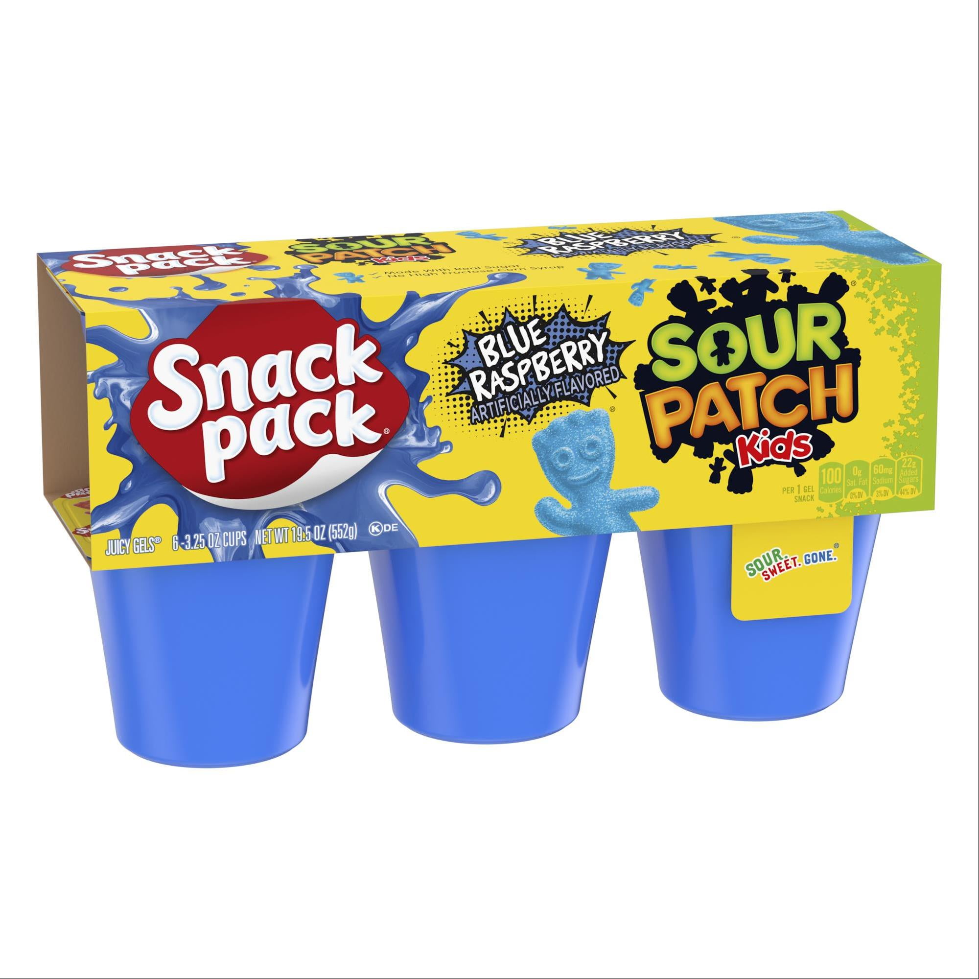 Snack Pack SOUR PATCH KIDS BLUE RASPBERRY Flavored Juicy Gels, 6 Count Snack  Cups