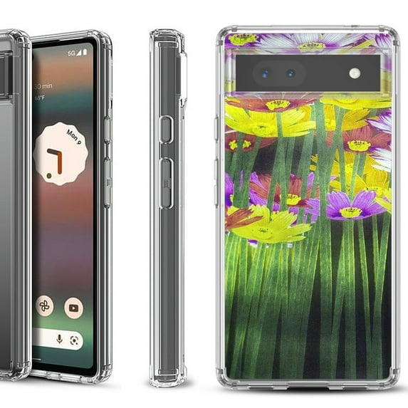 Shockproof Bumper Phone Case for Google Pixel 6a, by OneToughShield ® - Dream Flower