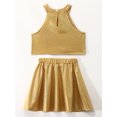 thumbnail image 4 of Miutii Kids Shiny Jazz Disco Outfits Cheer Outfit Hip Hop Dance Dress Sets for Competitions Cha-cha Gold 2-6, 4 of 6