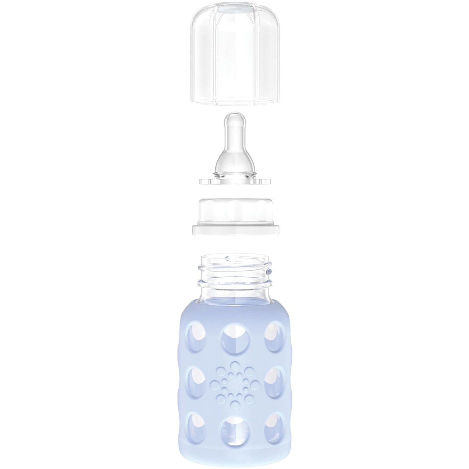 Lifefactory 6 Bottle Starter Set (4) 4-Ounce Baby Bottle in Mint/Blanket (2) 9-Ounce Baby Bottle in Kale/Blueberry (2) Flat Caps (2) Sippy Caps (2) Stage 2 Nipples, Mint/Blanket/Kale/Blueberry/White