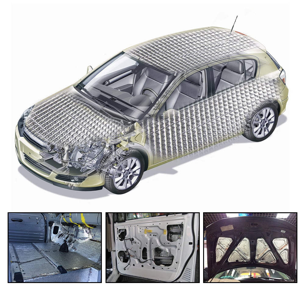 Car Sound Deadening Material Sound Proofing Automotive Insulation Aluminum  Foil Heat Shield Mat 3/16 Foam Backing By SQFT 