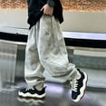 thumbnail image 5 of Girls Sweatpants Boy Athletic Pants with Pockets Drawstring Pants Light Gray Pants for Boys Size 6-7 Years Sweatpants, 5 of 9