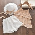 thumbnail image 2 of Mercatoo Toddler Baby Girls Summer Clothes Set Floral Sleeveless Ruffle Crop Vest+Mesh Shorts+ Sun Visor Hat 3Pcs Outfits, 2 of 5