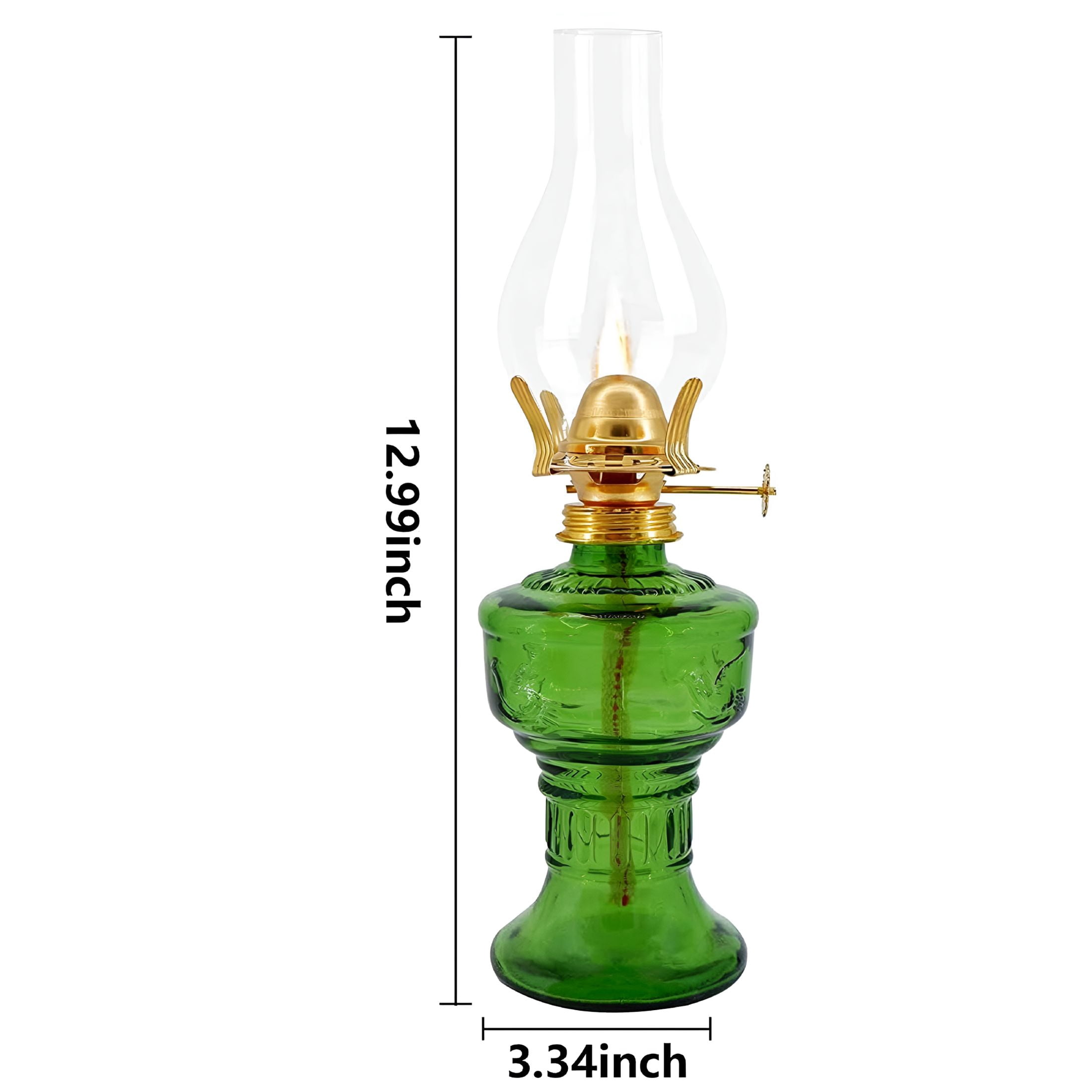 HIBIBUD Large Oil Lamp Lantern Vintage Glass Kerosene Lamp 12.5'' Chamber Oil Lamps for Indoor Use Home Decor Lighting Oil Lantern