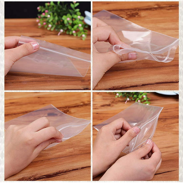 100 Count Heavy Duty Clear Plastic Zip Bags, 4mil Thickness