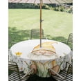 thumbnail image 3 of Outdoor Tablecloth with Umbrella Hole Zipper Yellow Gnomes Round Tablecloth 60" Waterproof Outside Table Cloth Farmhouse Spring Floral Watercolor Patio Table Cover Tablecloths for Picnic Party, 3 of 8