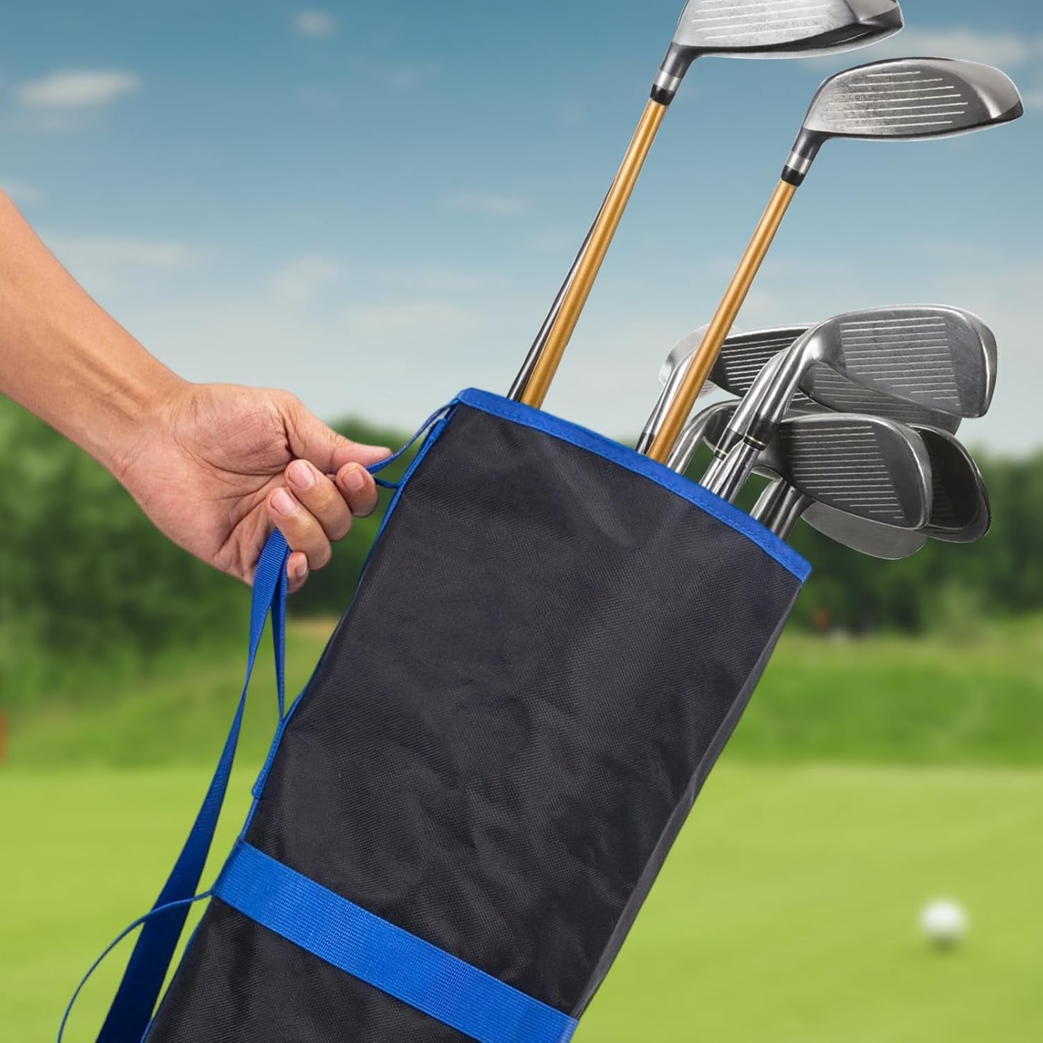 YXMEIGUO Small Golf Bag, Portable Golfer Travel Bag, Lightweight Golf Bag with Adjustable Strap, Sunday Golf Bags for Men and Women, Black
