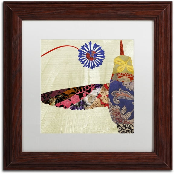 Trademark Fine Art "Hummingbird Brocade I" Canvas Art by Color Bakery White Matte, Wood Frame