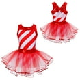 thumbnail image 6 of YUUMIN Kids Girls Christmas Candy Cane Dancewear Sleeveless Striped Figure Ice Dress Ballet Leotard Red 6, 6 of 7