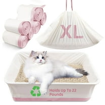 Amaopus 60 Pcs Cat Litter Box Liners, 39'' x 18'' Large Litter Box Liner  with Drawstring, Heavy Duty Kitty Litter Bags Liners, 2.2 Mils Thicken Drawstring Bags for Cats Kitties Litter Box