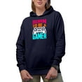 thumbnail image 2 of Born to be a Gamer with Game Controller, Navy Blue Hooded Sweatshirt or Hoodie, XL, 2 of 5