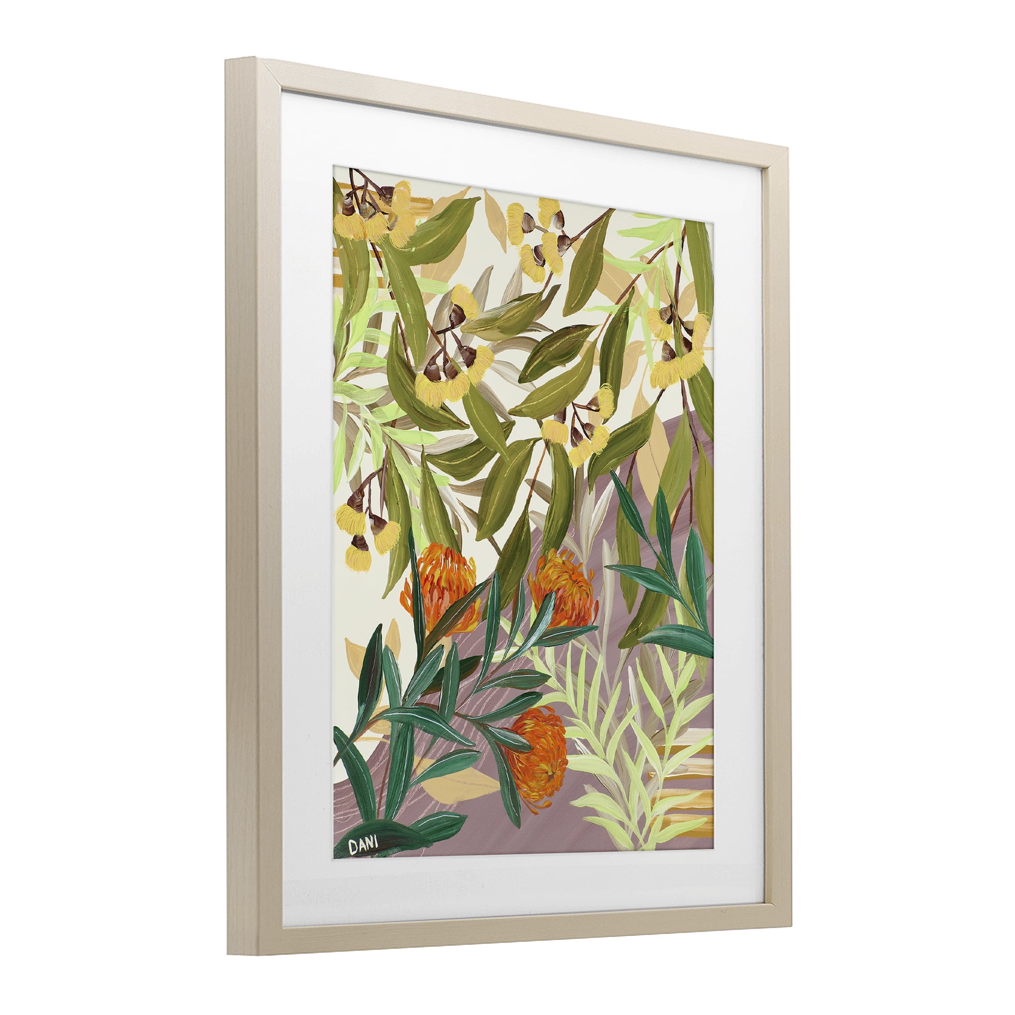 Stupell Industries Walk With Me Florals Birch Framed Print Under Glass, design by Dani Heyward