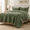 Olive-King (104"x90"), variant on Kakhi Full/Queen (90"x90") Striped Soft Lightweight Neutral Farmhouse Bedspread Coverlet