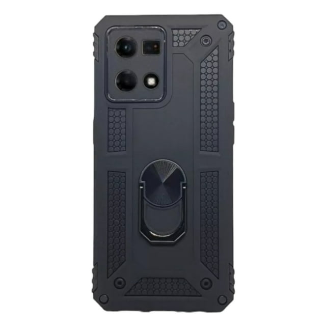 Funda Uso Rudo Con Anillo Magnético Para Oppo Reno 7 4G Negro Más 2 Micas De Cristal