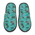 thumbnail image 2 of KLL Hawaii Palms Slippers for Women Men House Slip on Indoor Outdoor Bedroom Furry Fleece Lined Ladies Comfy Anti-Skid Rubber Hard Sole-Medium, 2 of 8
