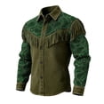 thumbnail image 3 of Telankuip Mens 250th Anniversary USA Shirts Long Sleeve Button down Western Cowboy Style Shirts with Fringes Vintage Patriotic Printing Spring Summer Jacket Top 14-Green L, 3 of 5