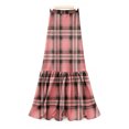 thumbnail image 4 of Wutalume Women's Plaid Print Ruffled Casual Long Skirt, Loose Fit Tiered Maxi Skirt with Pleated Detail, Bohemian Style for Everyday,Hot Pink M, 4 of 6