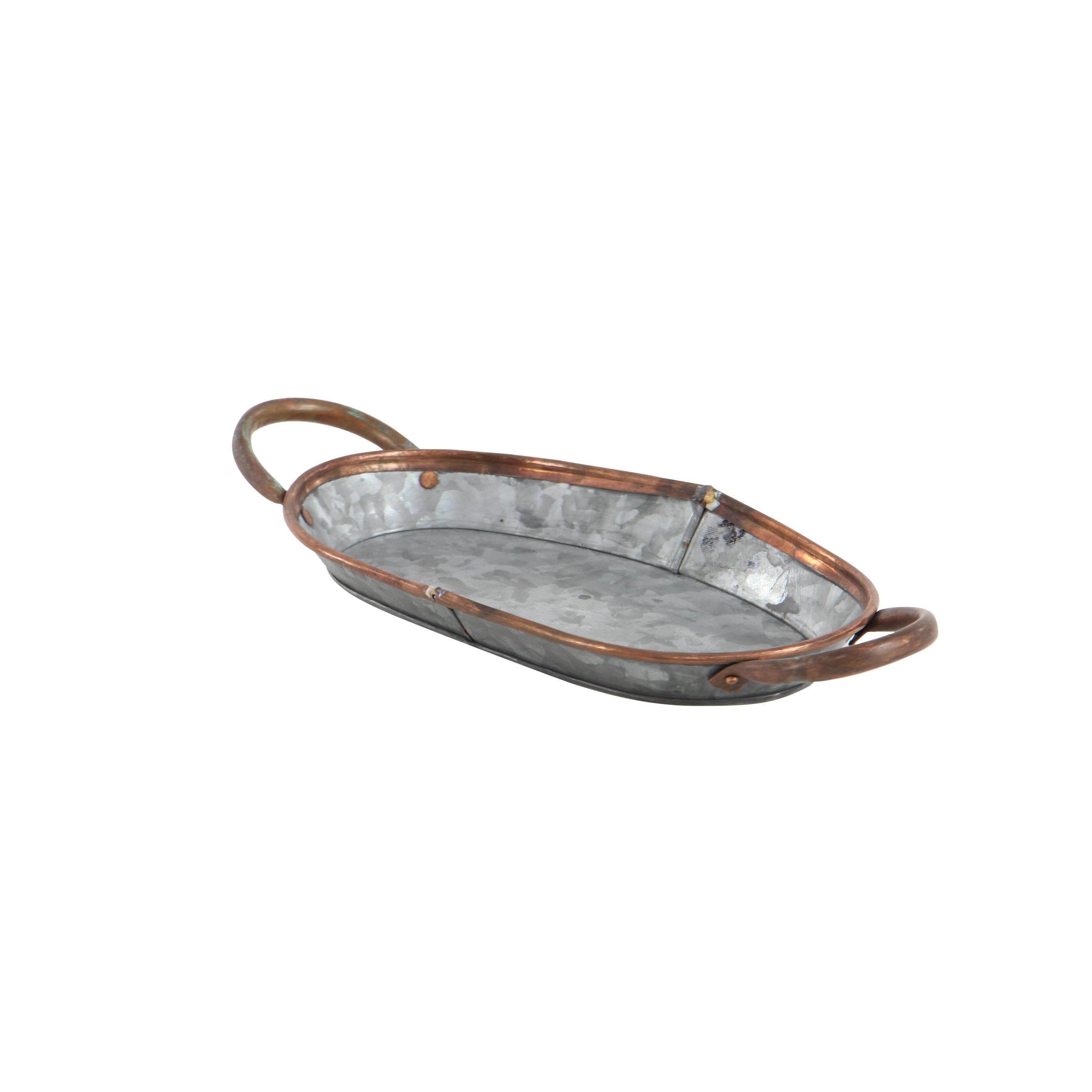 DecMode 14", 22", 28"W Gray Metal Galvanized Tray, 3-Pieces