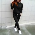 thumbnail image 7 of BLOCLOALO 2 Piece Lounge Set Long Sleeve Pullover Sweatshirts Fashionable Sports Casual Jacket Trousers Round Neck Suit Sweatpants and Sweatshirt Set Plus Size Workout Sets Casual Sets Black M, 7 of 7