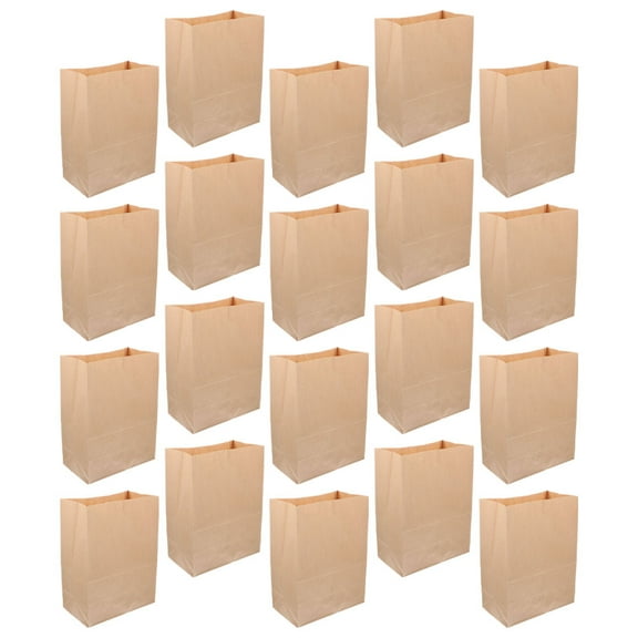 WHAMVOX 20 Pcs Brown Paper Lunch Bags Foldable Paper Bag Convenient Paper Bag 131x8x24cm