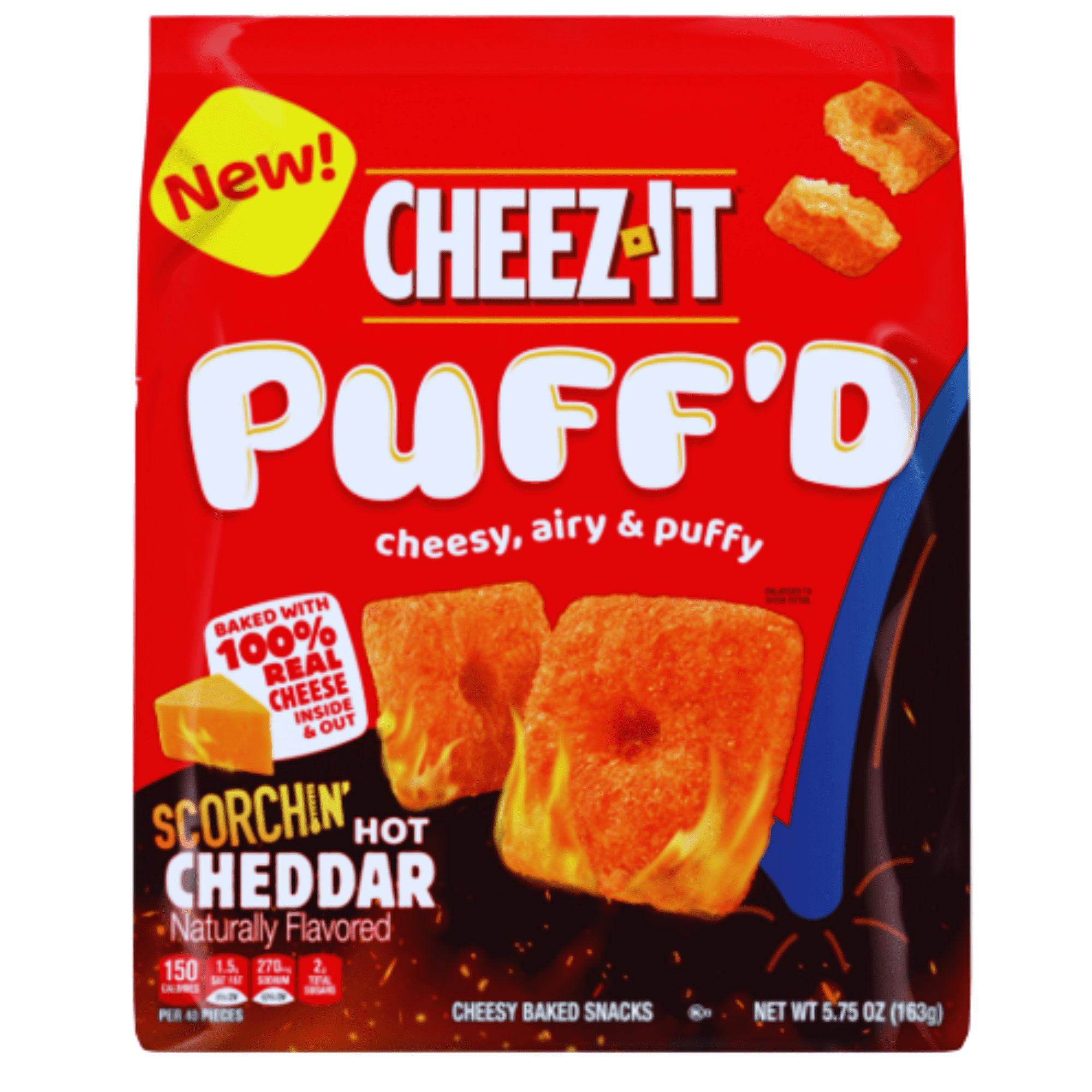Puffes Snacks FSSTAM Cheesy Baked Puffed Snacks, Scorchin' Hot Cheddar Cheese Puffs ...